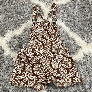 Brown and white overall shorts
